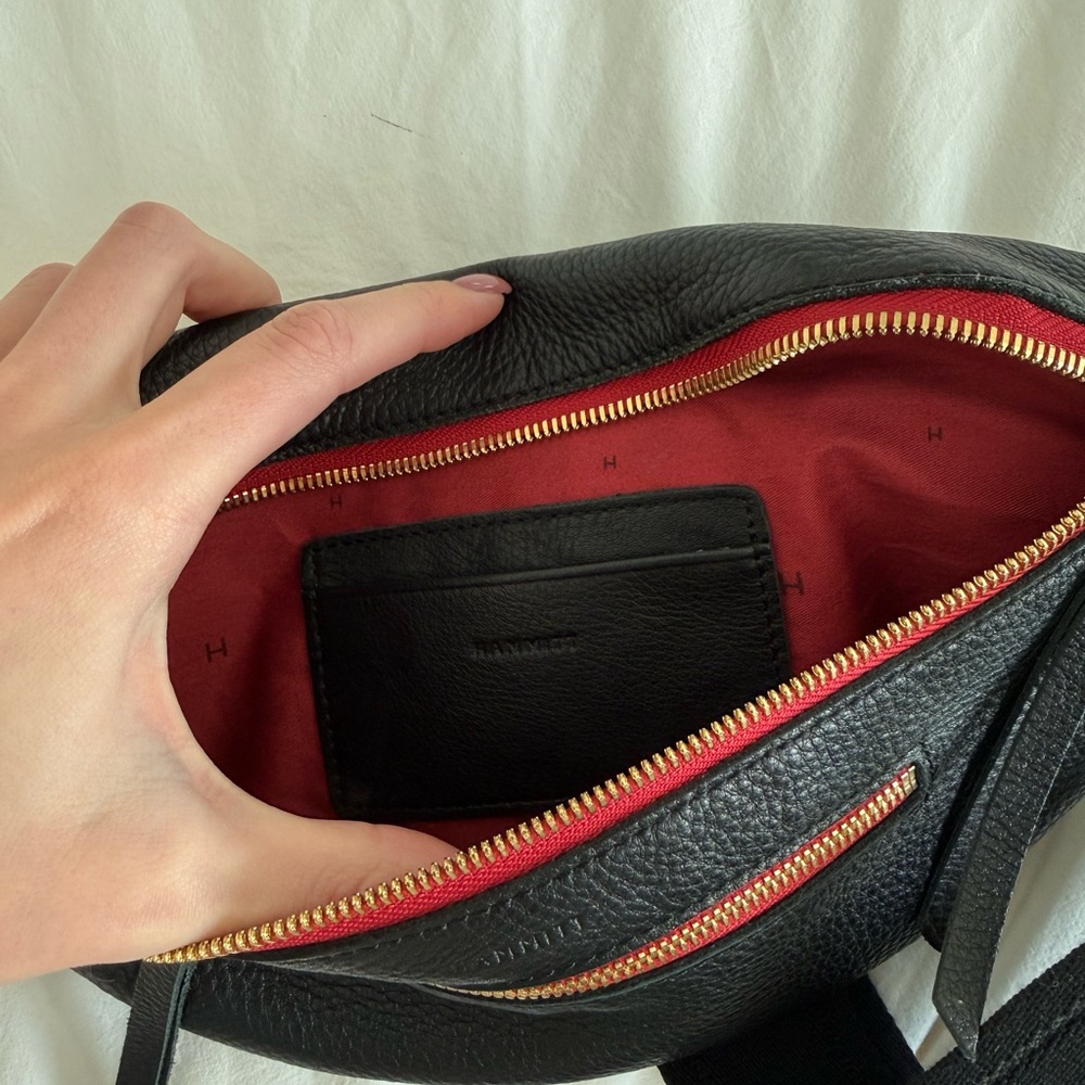 Hammitt Black Leather Crossbody Belt Bag with Red Zippers - Medium - Picture 6 of 6